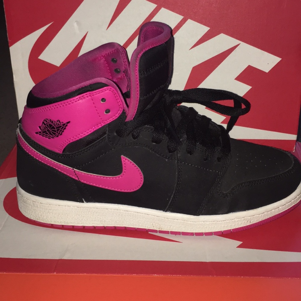 Hot pink & black Nike Air Jordan’s